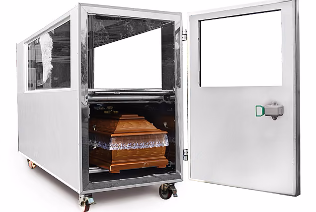 Catafalco refrigerato con parte in vetro