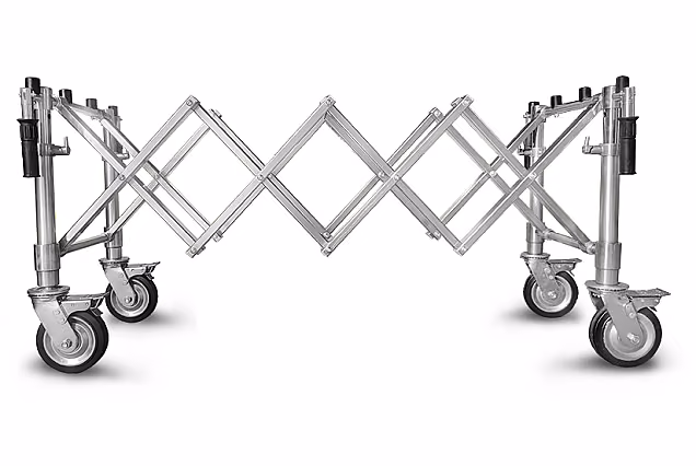Carrello portaferetri pieghevole COMPACT, ruote piccole, ARGENTO