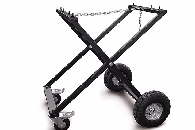 Carrello da esterno per il trasporto di bare con regolazione dell’altezza a catena