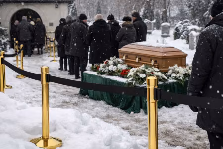 Cerimonia invernale senza caos: come i paletti separatori con nastro aiutano a organizzare un funerale sulla neve e in condizioni difficili
