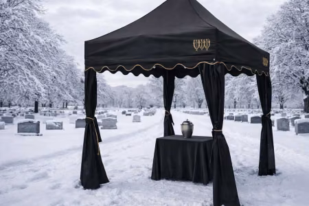 Tende funebri in inverno – come preparare una cerimonia all’aperto con gelo, neve e vento