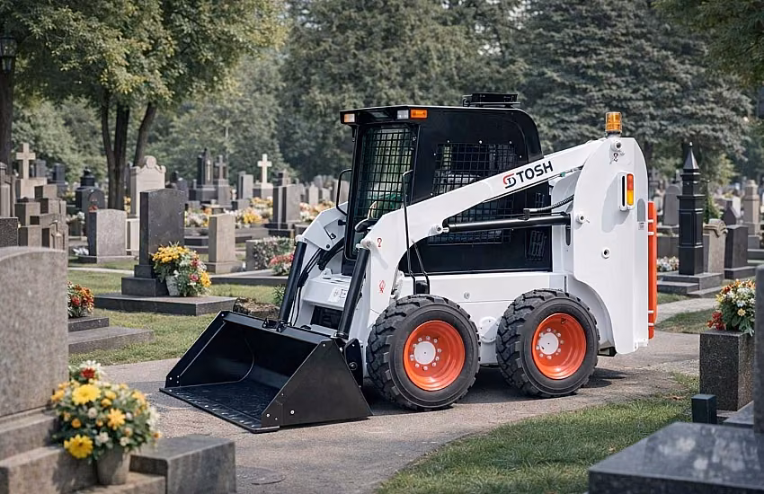 Meccanizzazione dei cimiteri – come scegliere la pala compatta giusta per la manutenzione e la gestione cimiteriale